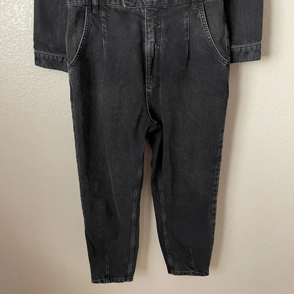 Free People Jumpsuit Small Washed Black Marci Denim Utility Boiler Suit Cotton‎